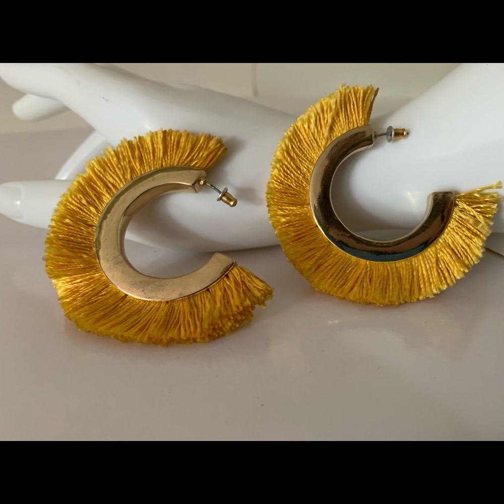 Fan Fringe Circle Tassel Glamour Gold Earrings Trendy and Ready to Wear Style